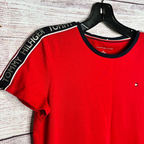 Tommy Hilfiger Red Short Sleeve Trendy Y2K Vibes T-Shirt Dress Medium Petite - Picture 9 of 10